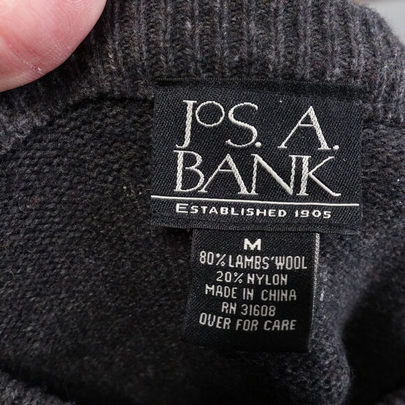 JOS A BANK LAMBSWOOL WOOL BLEND GREY RED ARGYLE PULLOVER SWEATER MENS SZ M - Picture 5 of 5